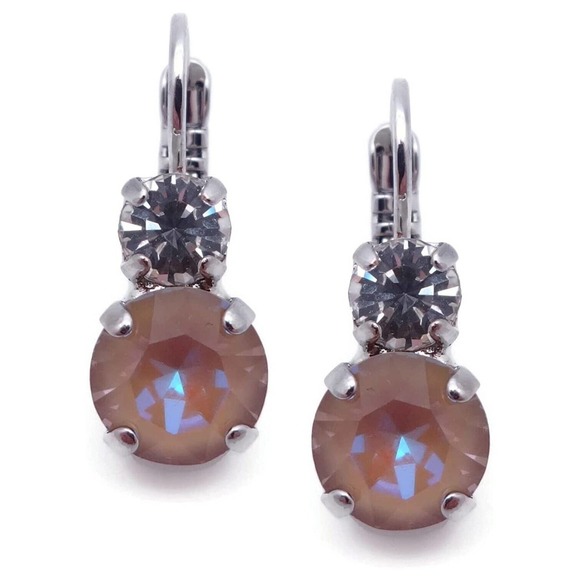 Mariana Round Cocoa Brown with Moonlight Silver Leverback Earrings 001148 NWT - Picture 2 of 3